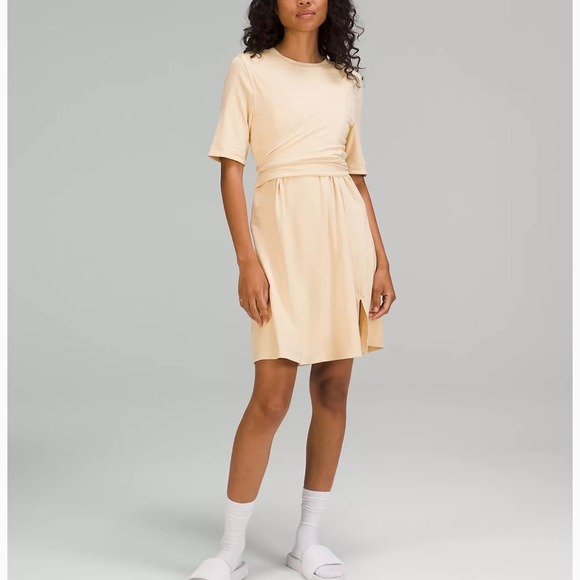 lululemon athletica Dresses & Skirts - Lululemon Cotton Wrap-Front T-Shirt Dress Size 10